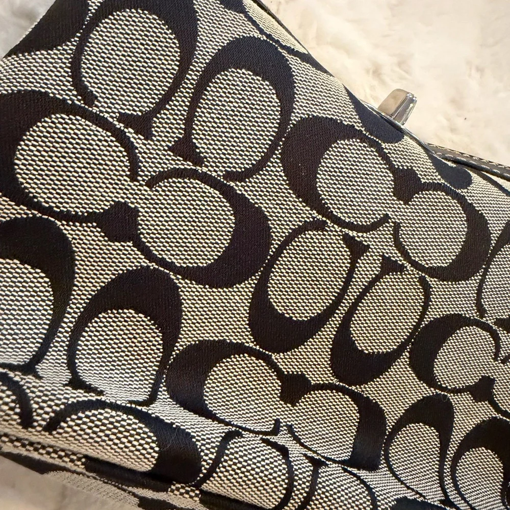 Coach Signature Turnlock Canvas and Leather Shoulder Bag - Picture 2 of 8